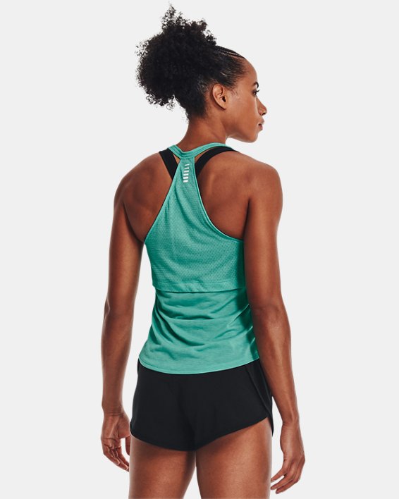 Under Armour Womens Streaker 2.0 Racer Vest Green Sports Gym Breathable 